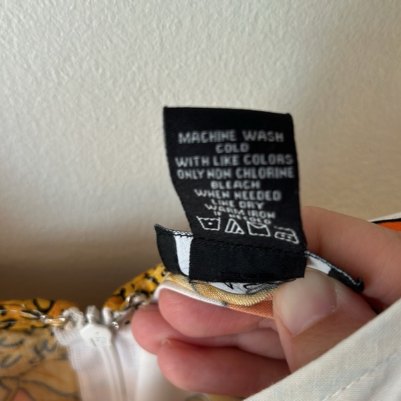 MSK sunflower jumpsuit white gold orange with spaghetti straps and bow Large - Picture 9 of 9